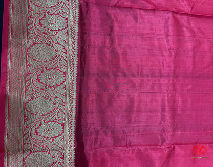 Blue Shade Pure Banarasi Tusser Moonga Silk Saree - Pure Kataan Silk -