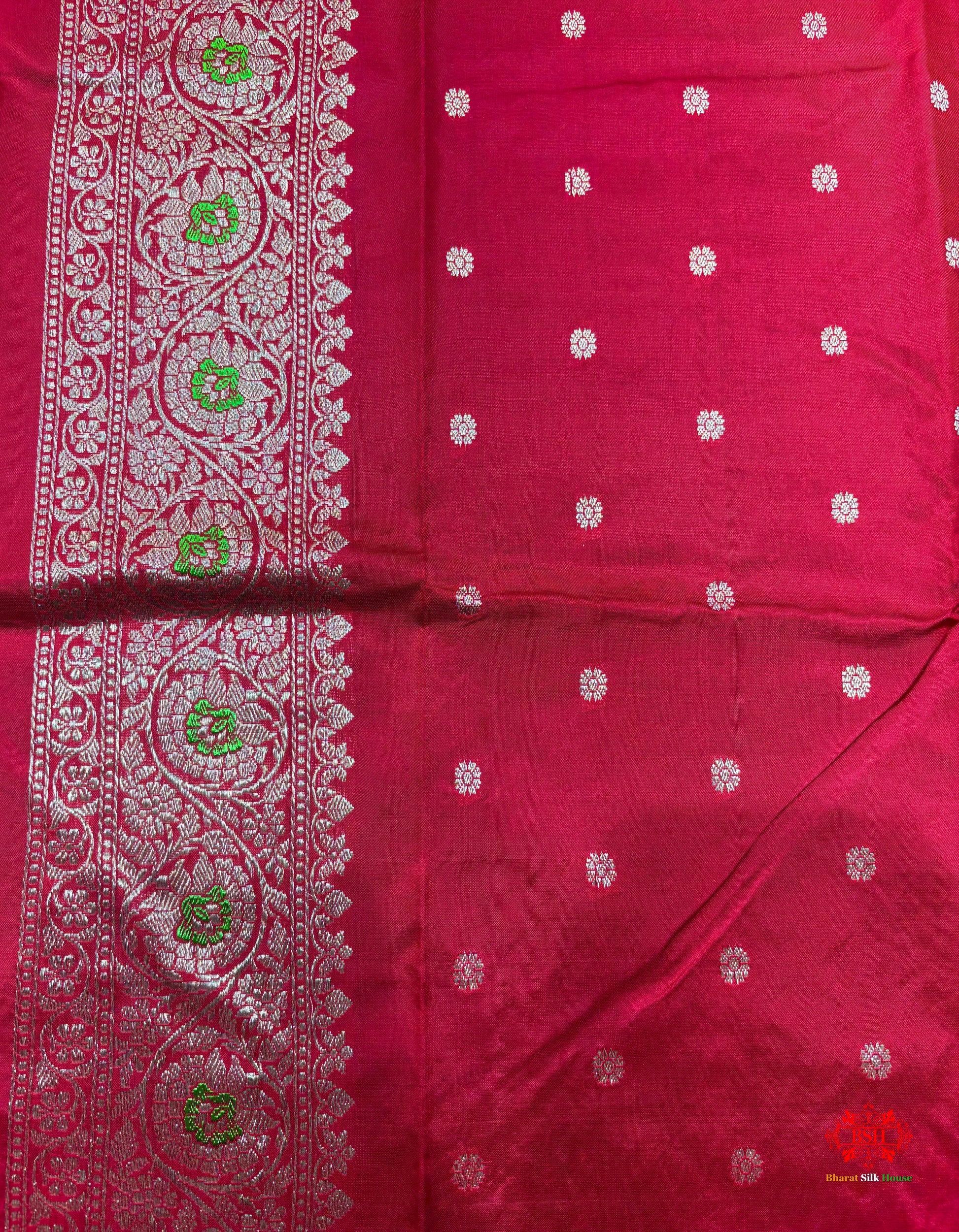 Pure Banarasi  Handloom Katan Silk Antique Zari Meenakari Saree In Shades Of Red - Pure Kataan Silk - 