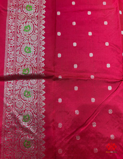 Pure Banarasi  Handloom Katan Silk Antique Zari Meenakari Saree In Shades Of Red - Pure Kataan Silk - 