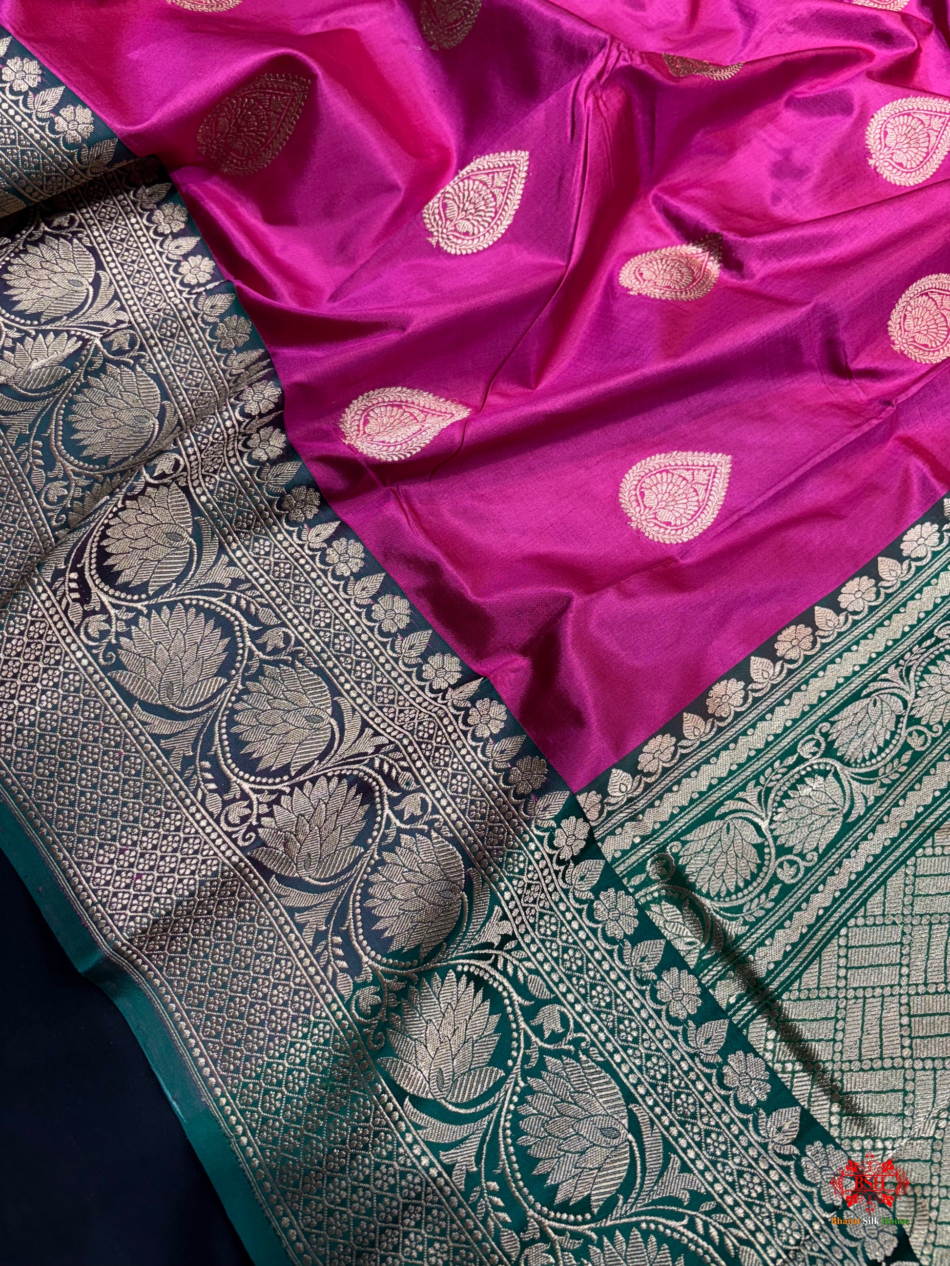 Pure Banarasi  Handloom Katan Silk  Antique Zari Saree In Shades Of Pink - Pure Kataan Silk - 