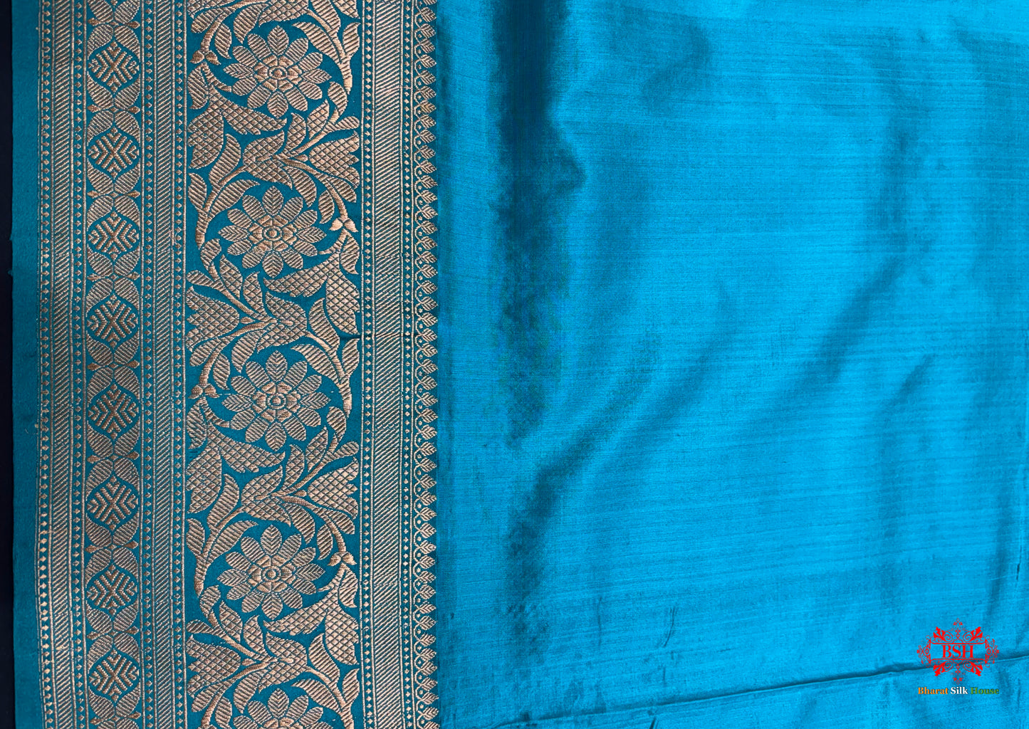 Blue Shade Pure Banarasi Tusser Moonga Silk Saree - Pure Kataan Silk - 