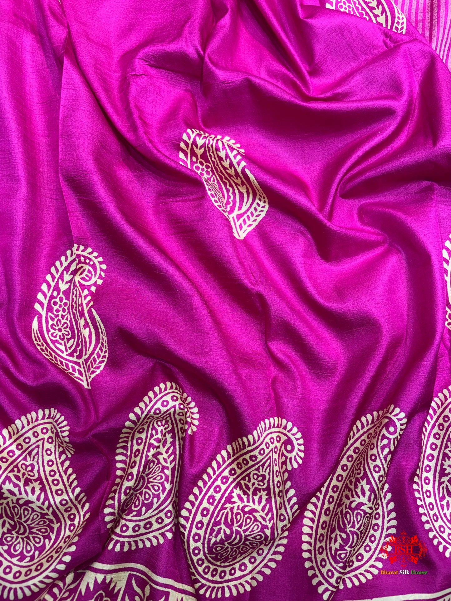 Pink With Green Pallu Pure Katan Lightweight Digital Art Summer Wear Saree