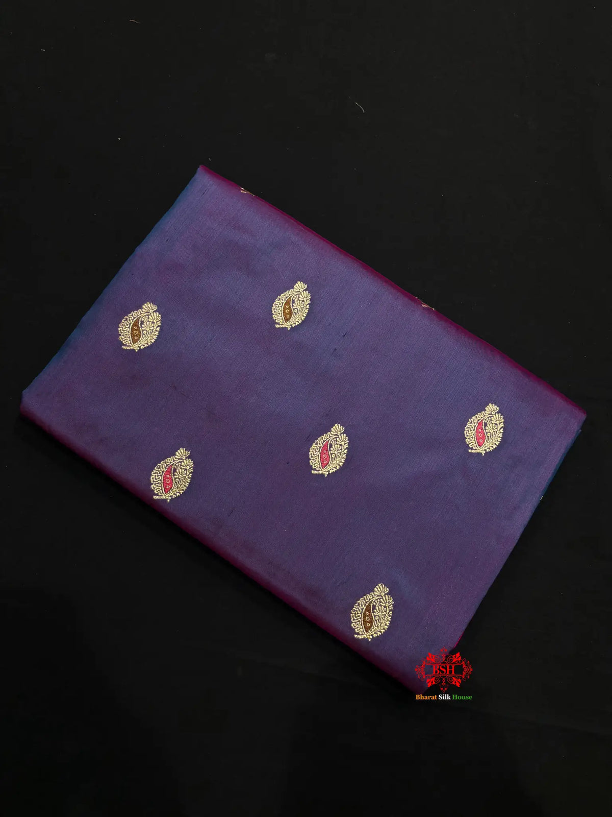 Pure Banarasi  Handloom Katan Silk Antique Meena Zari Saree In Cross Shades Of Blue/Pink - Pure Kataan Silk -