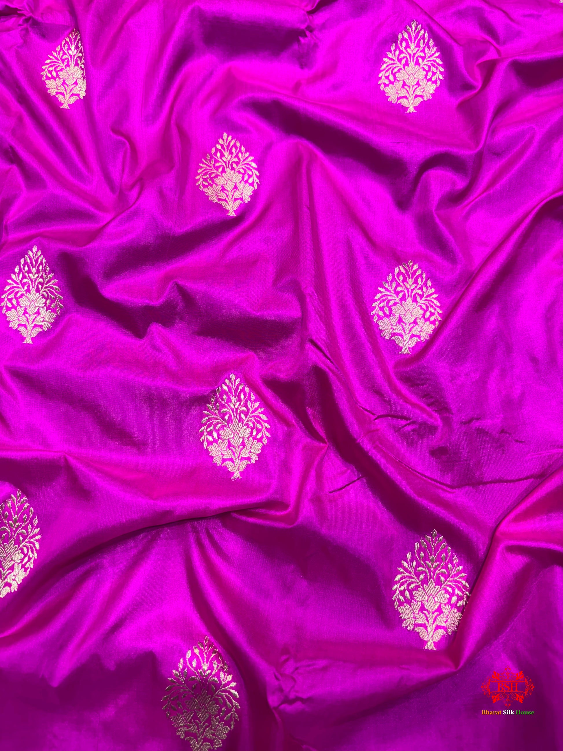 Pure Banarasi  Handloom Katan Silk Antique Zari Saree In Shades Of Pink - Pure Kataan Silk - 