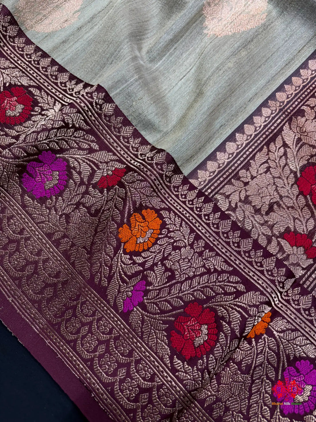 Beige Color With Meena Border Pure Banarasi Tusser Moonga Silk Saree - Tussar -