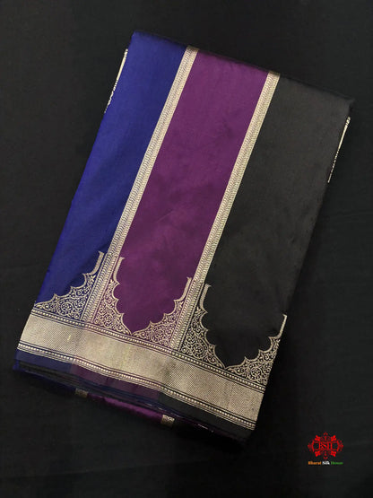 Pure Banarasi  Handloom Katan Silk Antique Zari Saree In Shades Of Multi Color - Pure Kataan Silk -