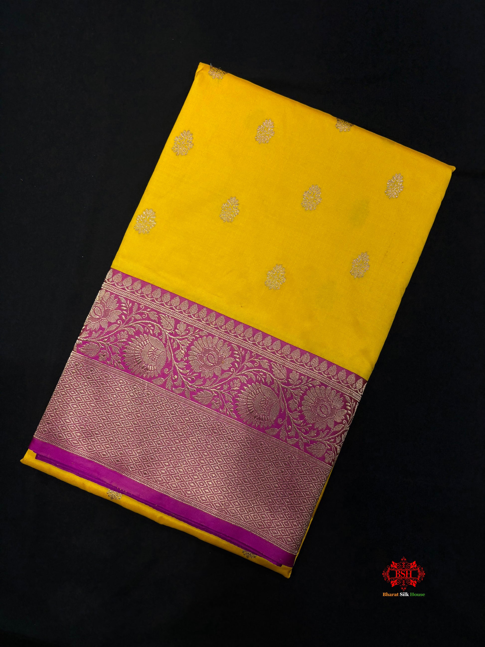 Pure Banarasi  Handloom Katan Silk Antique Zari Saree In Shades Of Yellow - Pure Kataan Silk - 
