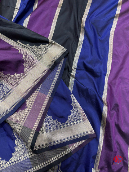Pure Banarasi  Handloom Katan Silk Antique Zari Saree In Shades Of Multi Color - Pure Kataan Silk - 