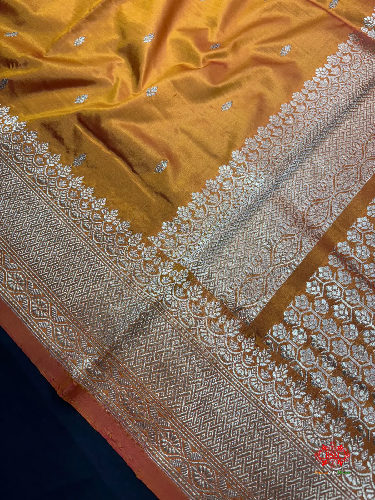 Pure Banarasi  Handloom Katan Silk Antique Zari Saree In Shades Of Mustard - Pure Kataan Silk -