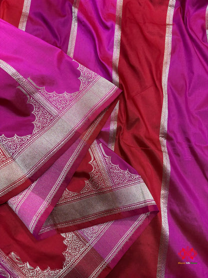 Pure Banarasi  Handloom Katan Silk Antique Zari Saree In Multi Color - Pure Kataan Silk -
