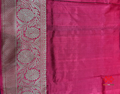 Blue Shade Pure Banarasi Tusser Moonga Silk Saree - Pure Kataan Silk -