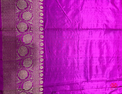 Pure Banarasi  Handloom Katan Silk  Antique Zari Saree In Shades Of Indigo Blue - Pure Kataan Silk -