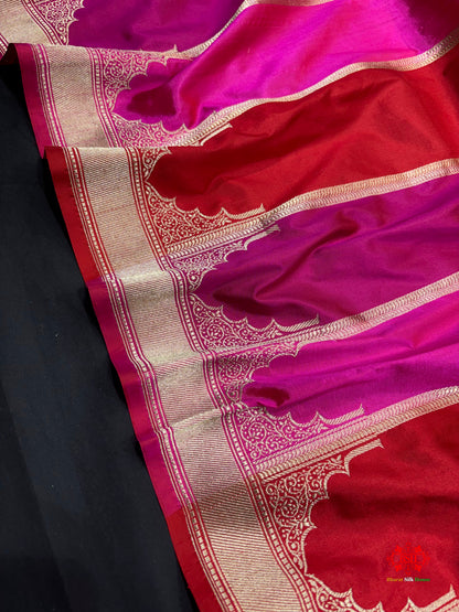 Pure Banarasi  Handloom Katan Silk Antique Zari Saree In Multi Color - Pure Kataan Silk - 