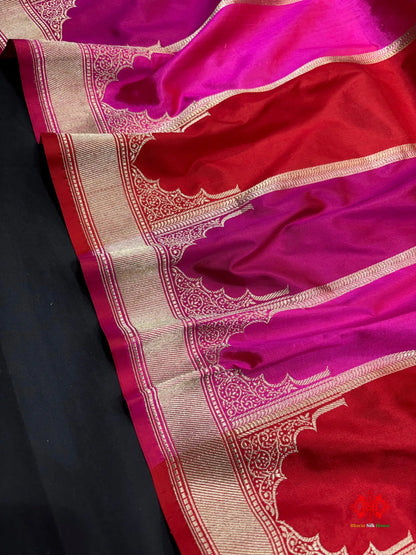 Pure Banarasi  Handloom Katan Silk Antique Zari Saree In Multi Color - Pure Kataan Silk -