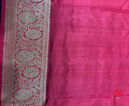 Blue Shade Pure Banarasi Tusser Moonga Silk Saree - Pure Kataan Silk - 