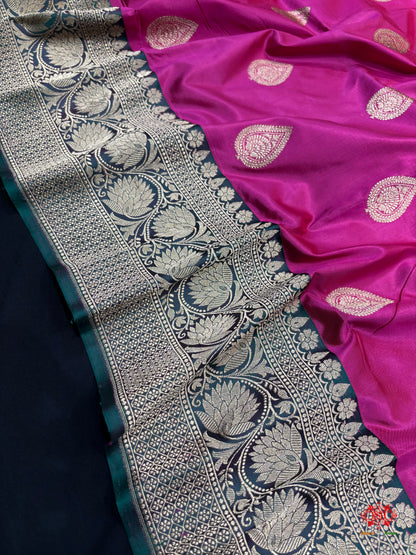 Pure Banarasi  Handloom Katan Silk  Antique Zari Saree In Shades Of Pink - Pure Kataan Silk - 