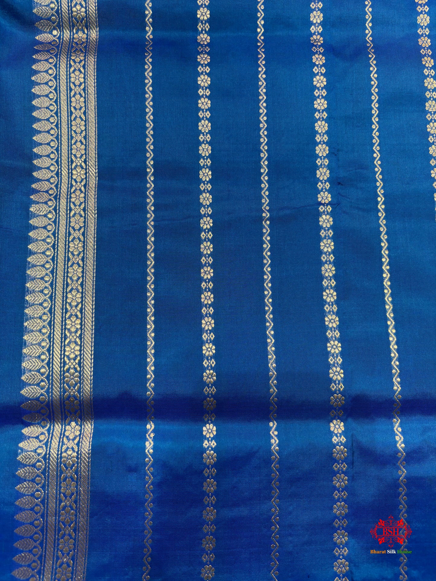 Pure Banarasi  Handloom Katan Silk Antique Meena Zari Saree In Shades Of Blue - Pure Kataan Silk - 