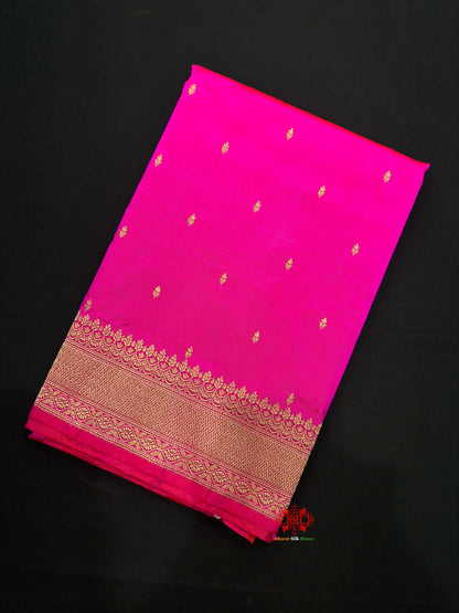 Pure Banarasi  Handloom Katan Silk Antique Zari Saree In Shades Of Pink - Pure Kataan Silk - 