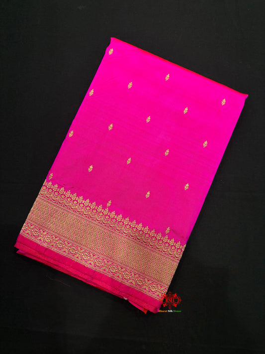 Pure Banarasi  Handloom Katan Silk Antique Zari Saree In Shades Of Pink - Pure Kataan Silk - 