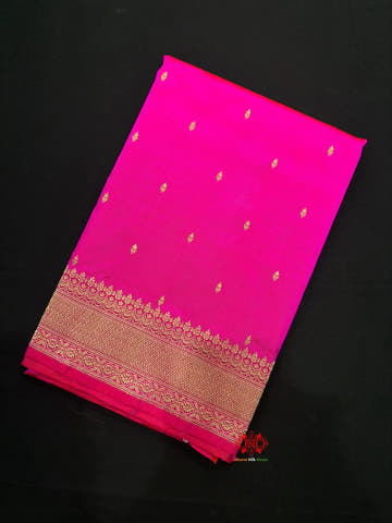 Pure Banarasi  Handloom Katan Silk Antique Zari Saree In Shades Of Pink - Pure Kataan Silk -