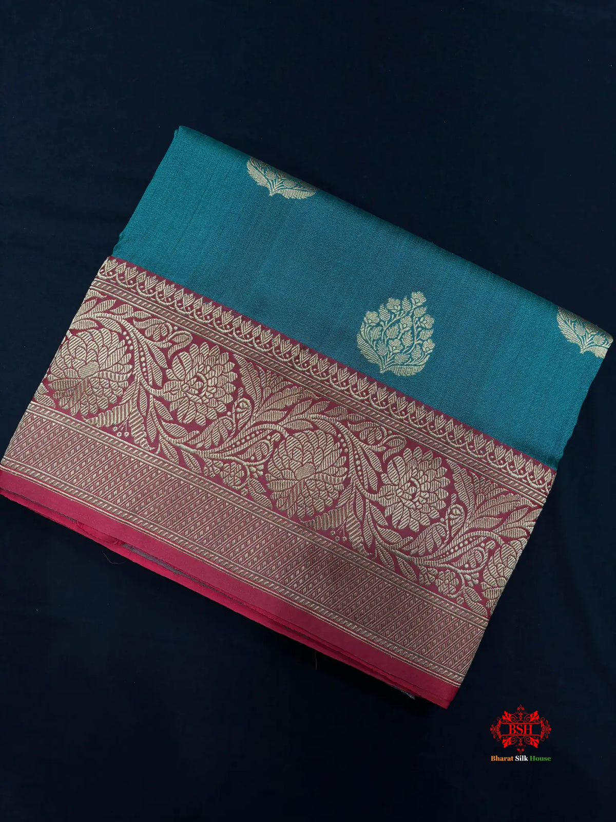 Blue Shade Pure Banarasi Tusser Moonga Silk Saree - Pure Kataan Silk -