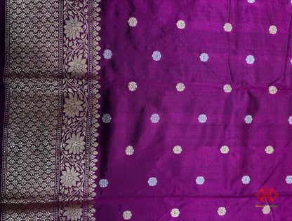 Pure Banarasi  Handloom Katan Silk  Antique Dual Zari Saree In Shades Of Wine - Pure Kataan Silk -