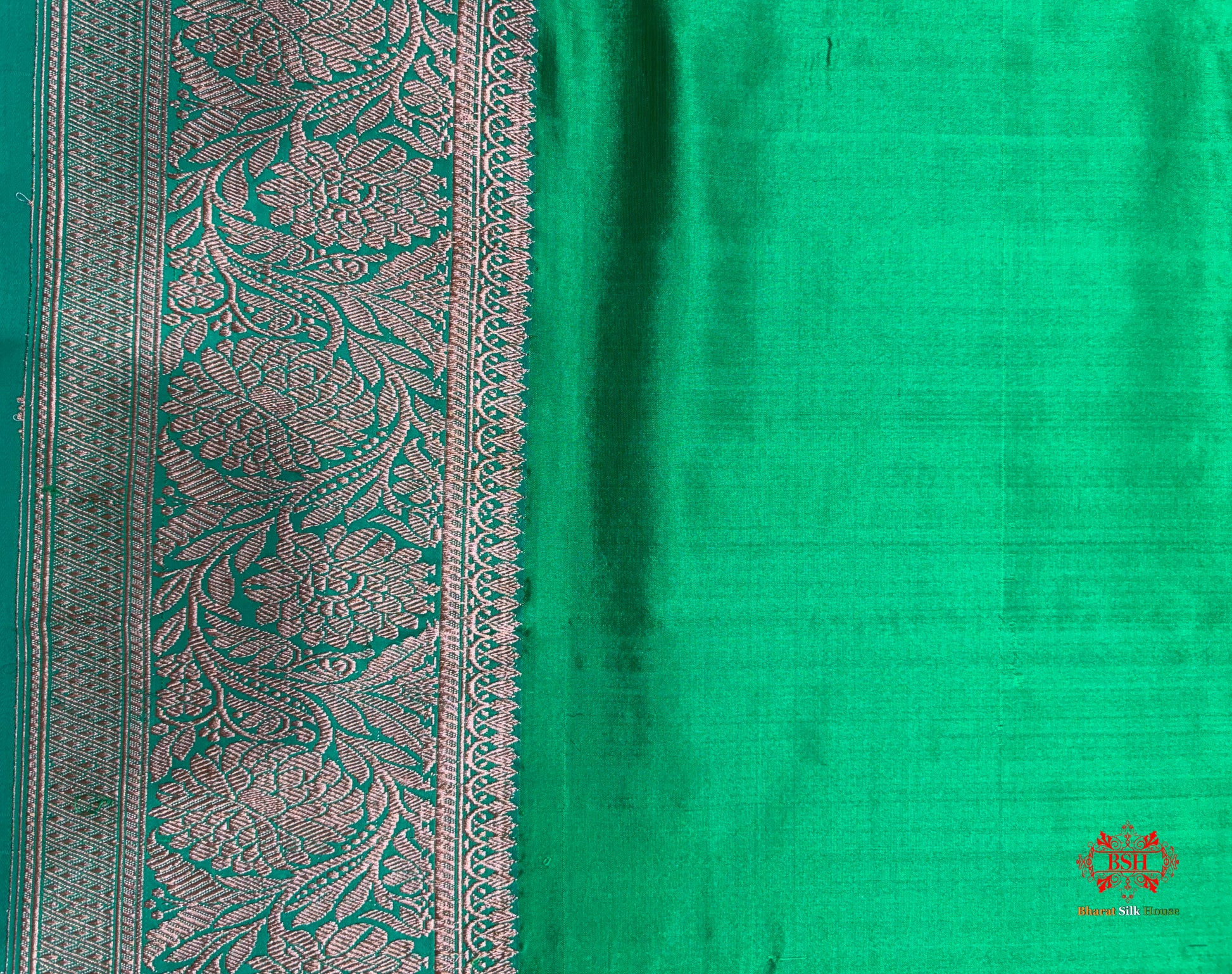 Blue Shade Pure Banarasi Tusser Moonga Silk Saree - Pure Kataan Silk - 