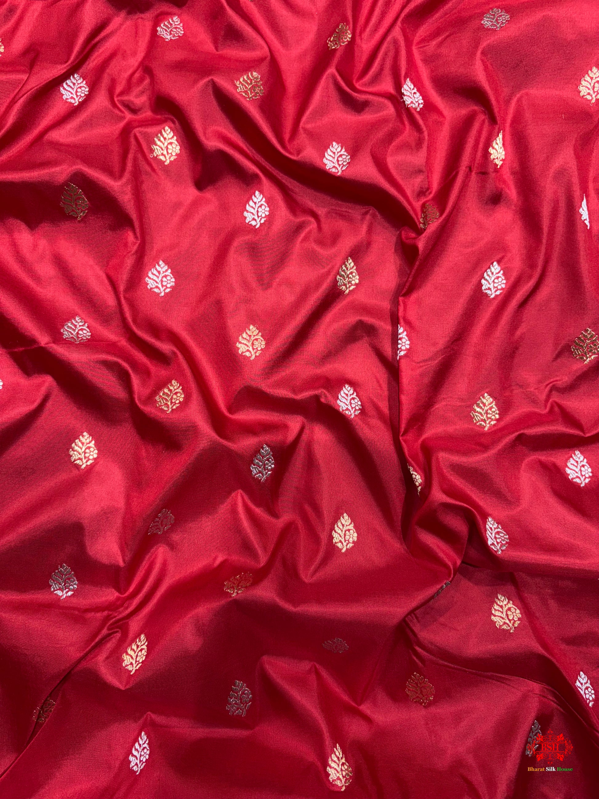 Pure Banarasi  Handloom Katan Silk  Antique Dual  Zari Saree In Shades Of Red - Pure Kataan Silk - 