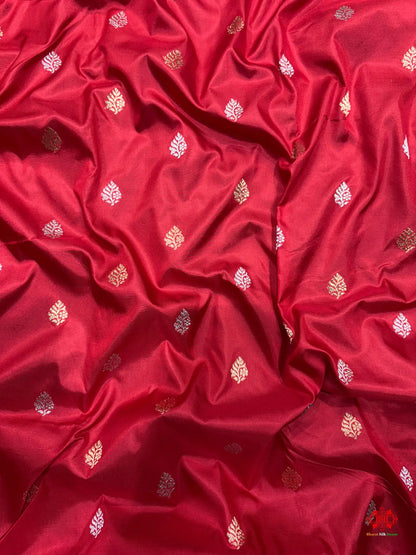 Pure Banarasi  Handloom Katan Silk  Antique Dual  Zari Saree In Shades Of Red - Pure Kataan Silk -