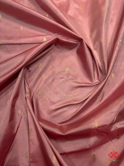 Pure Banarasi  Handloom Katan Silk Antique Zari Saree In Shades Of Peach - Pure Kataan Silk -