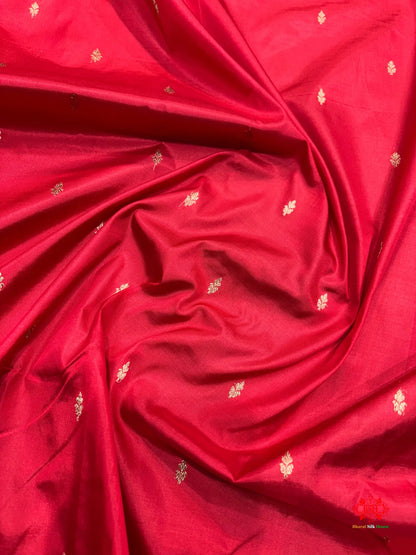 Pure Banarasi  Handloom Katan Silk Antique Zari Saree In Shades Of Red - Pure Kataan Silk -