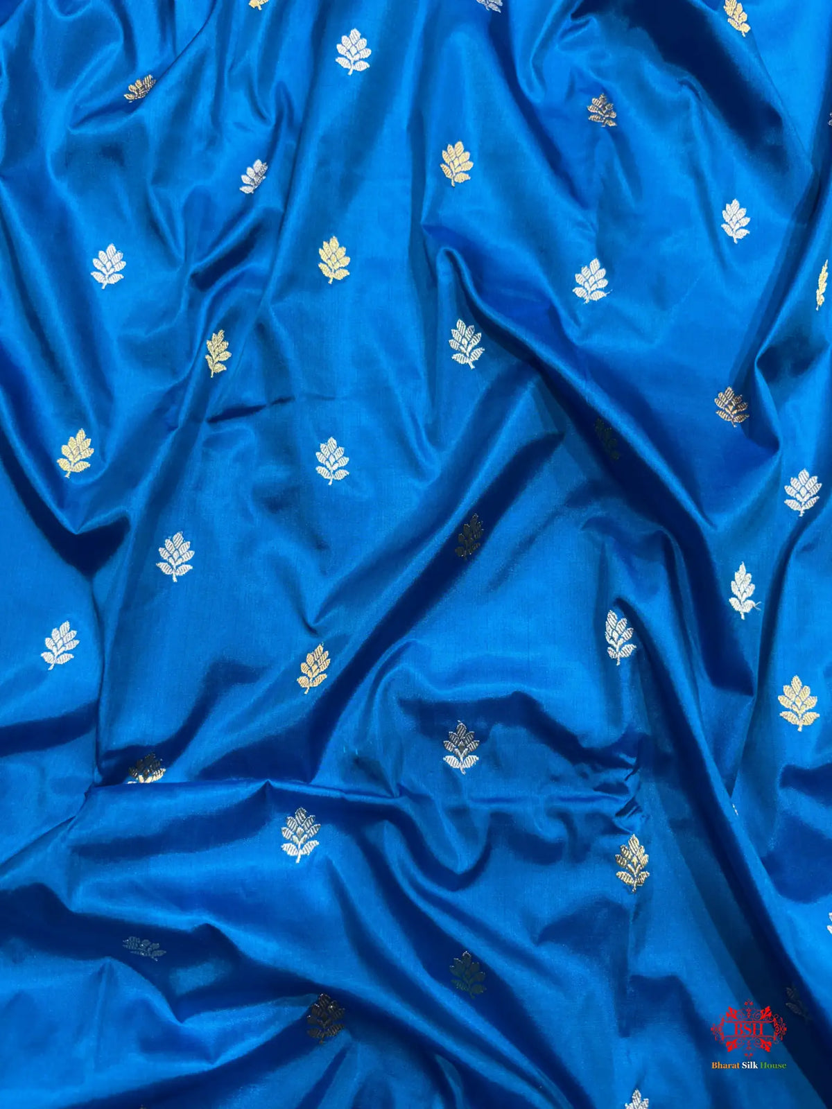 Pure Banarasi  Handloom Katan Silk  Antique Dual Zari Saree In Shades Of Blue - Pure Kataan Silk -