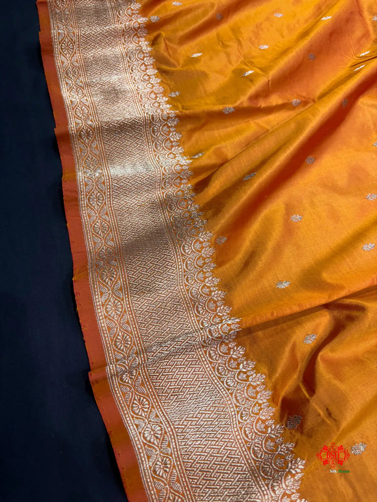 Pure Banarasi  Handloom Katan Silk Antique Zari Saree In Shades Of Mustard - Pure Kataan Silk -