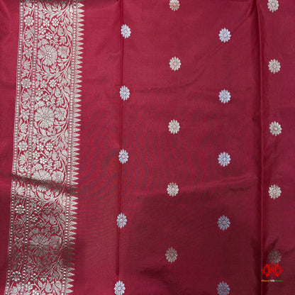 Pure Banarasi  Handloom Katan Silk  Antique Dual  Zari Saree In Shades Of Red - Pure Kataan Silk - 