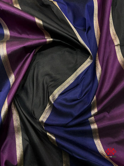 Pure Banarasi  Handloom Katan Silk Antique Zari Saree In Shades Of Multi Color - Pure Kataan Silk -