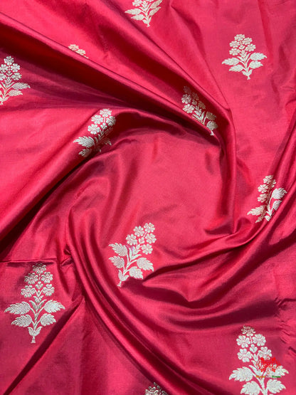 Pure Banarasi  Handloom Katan Silk Antique Zari Saree In Shades Of Red - Pure Kataan Silk -