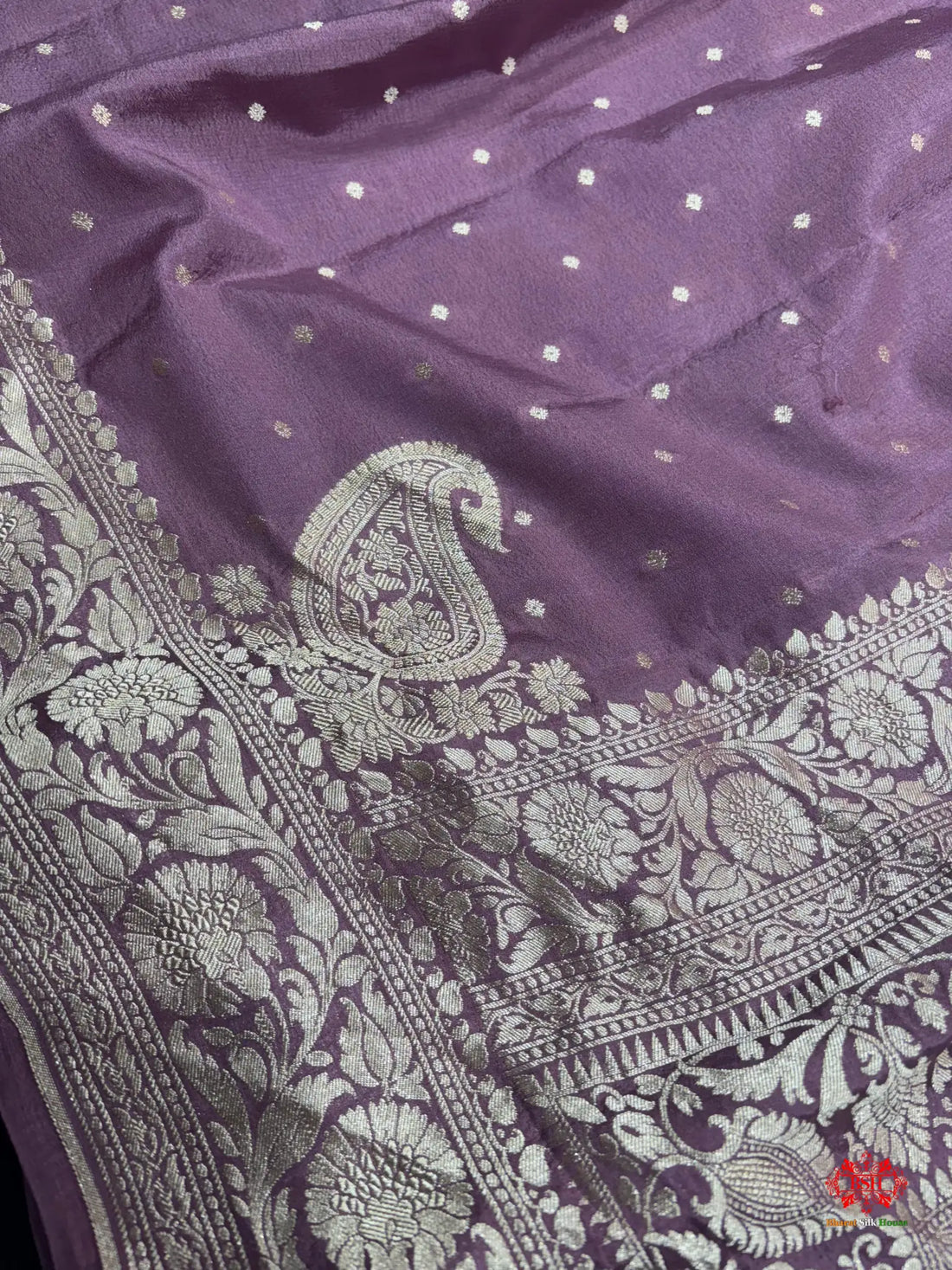 Pure Silk Crape Khaddi Georgette Saree With Antique Zari In Shades Of Blush Pink - Chiffon Sarees -