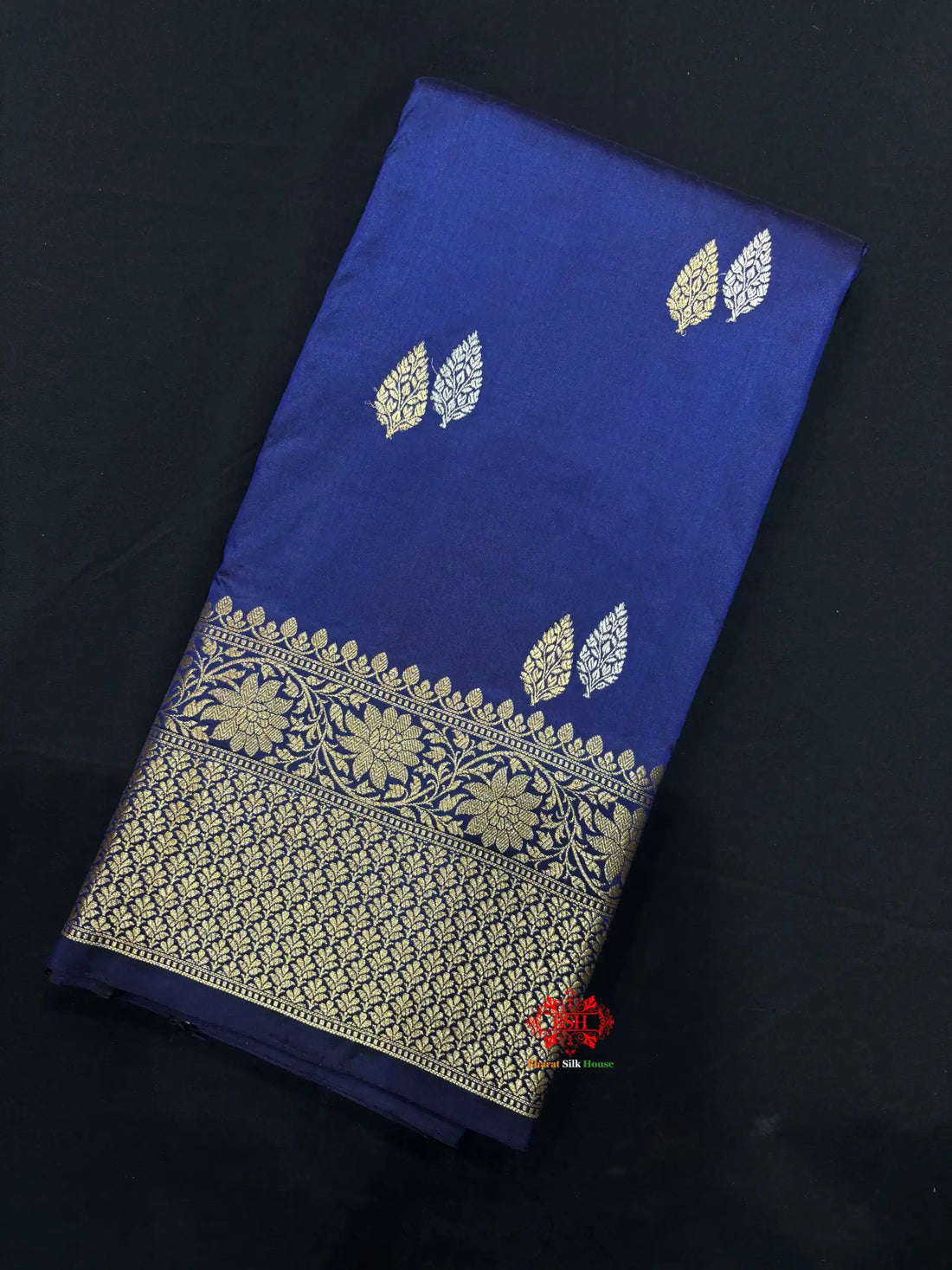 Pure Banarasi  Handloom Katan Silk  Antique Dual Zari Saree In Shades Of Blue - Pure Kataan Silk -