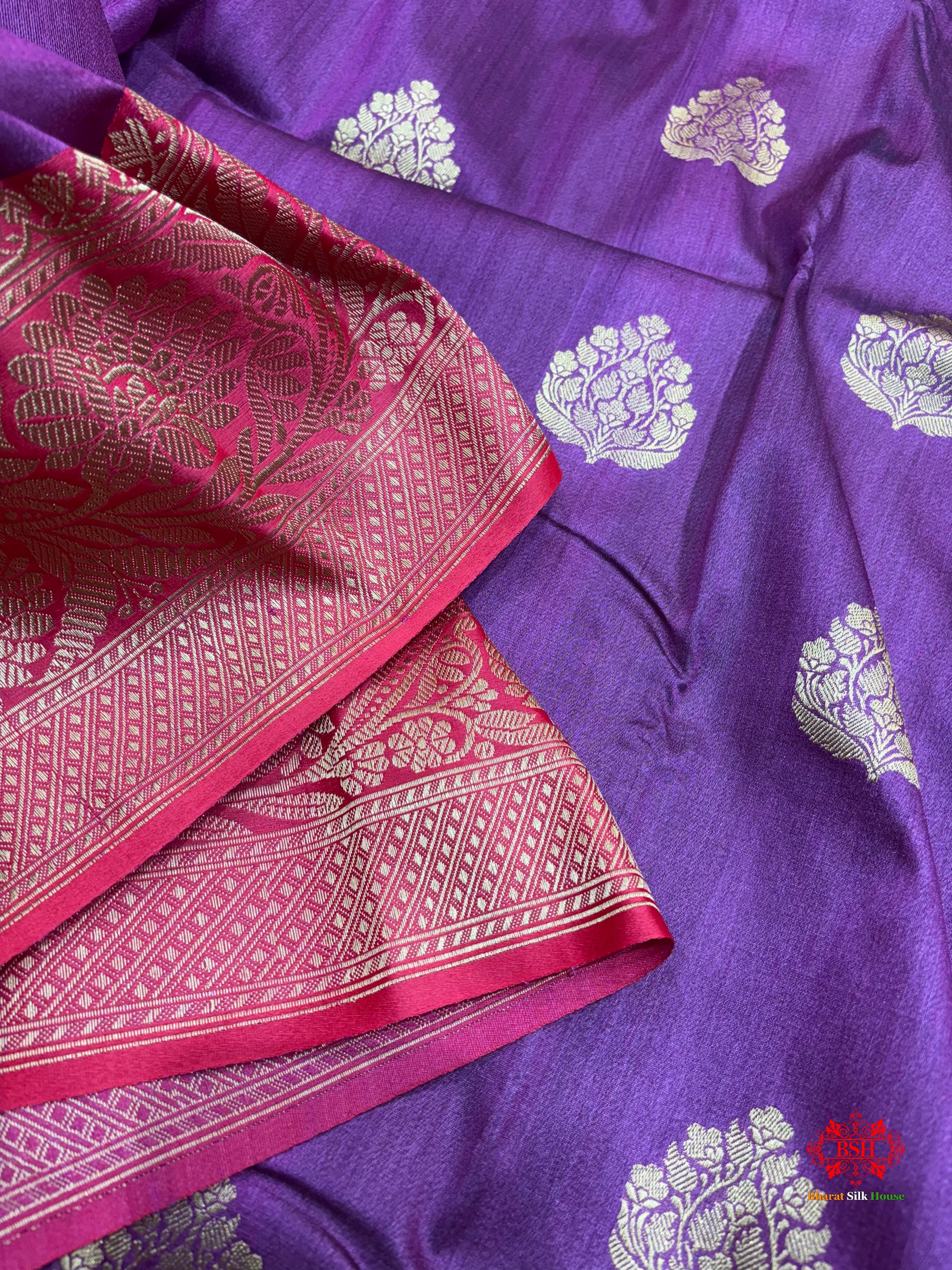 Blue Shade Pure Banarasi Tusser Moonga Silk Saree - Pure Kataan Silk - 