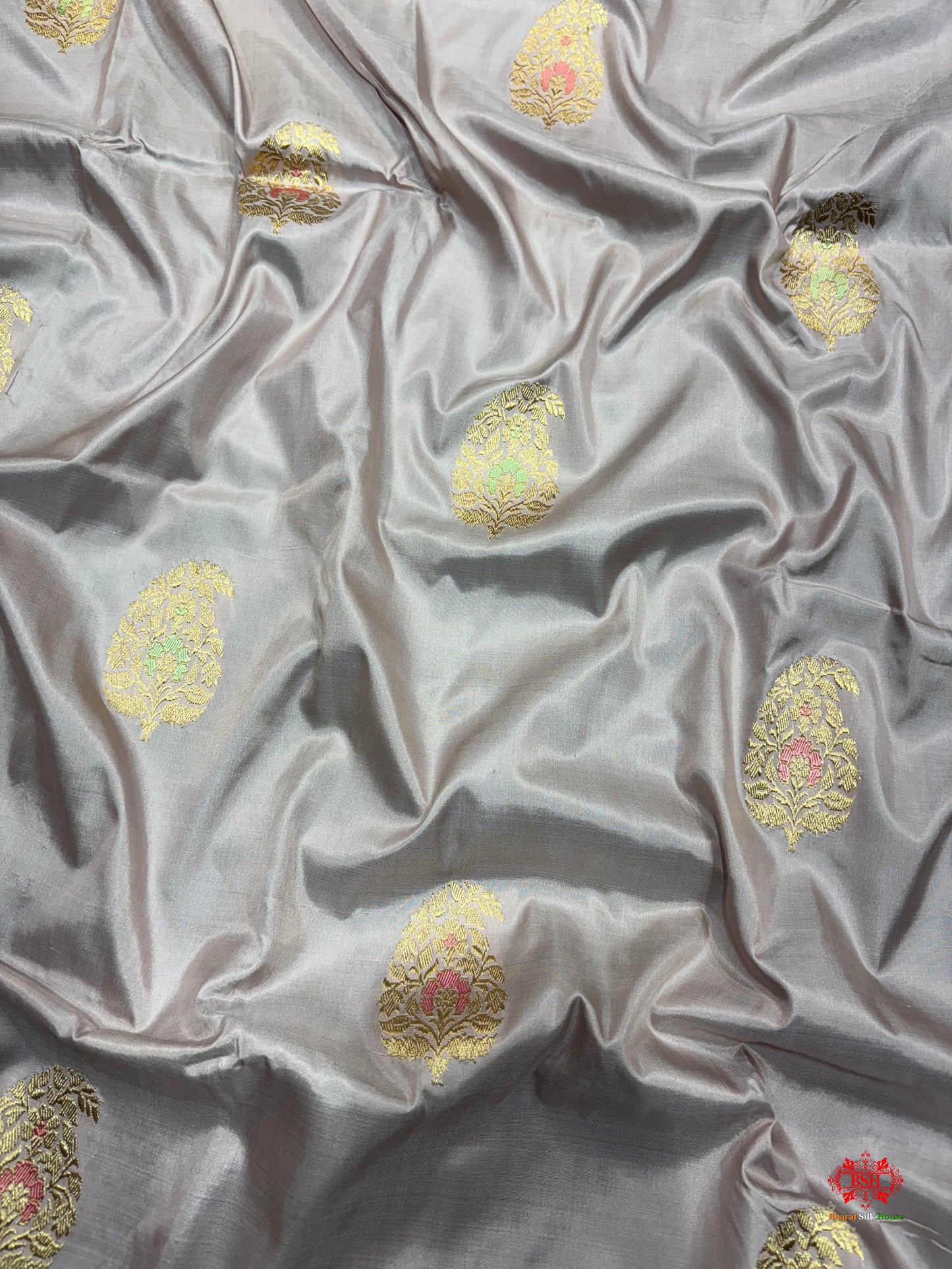 Pure Banarasi  Handloom Katan Silk Antique Zari Meenakari Saree In Shades Of Grey - Pure Kataan Silk - 