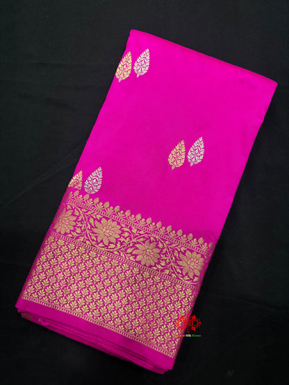 Pure Banarasi  Handloom Katan Silk  Antique Dual Zari Saree In Shades Of Pink - Pure Kataan Silk - 