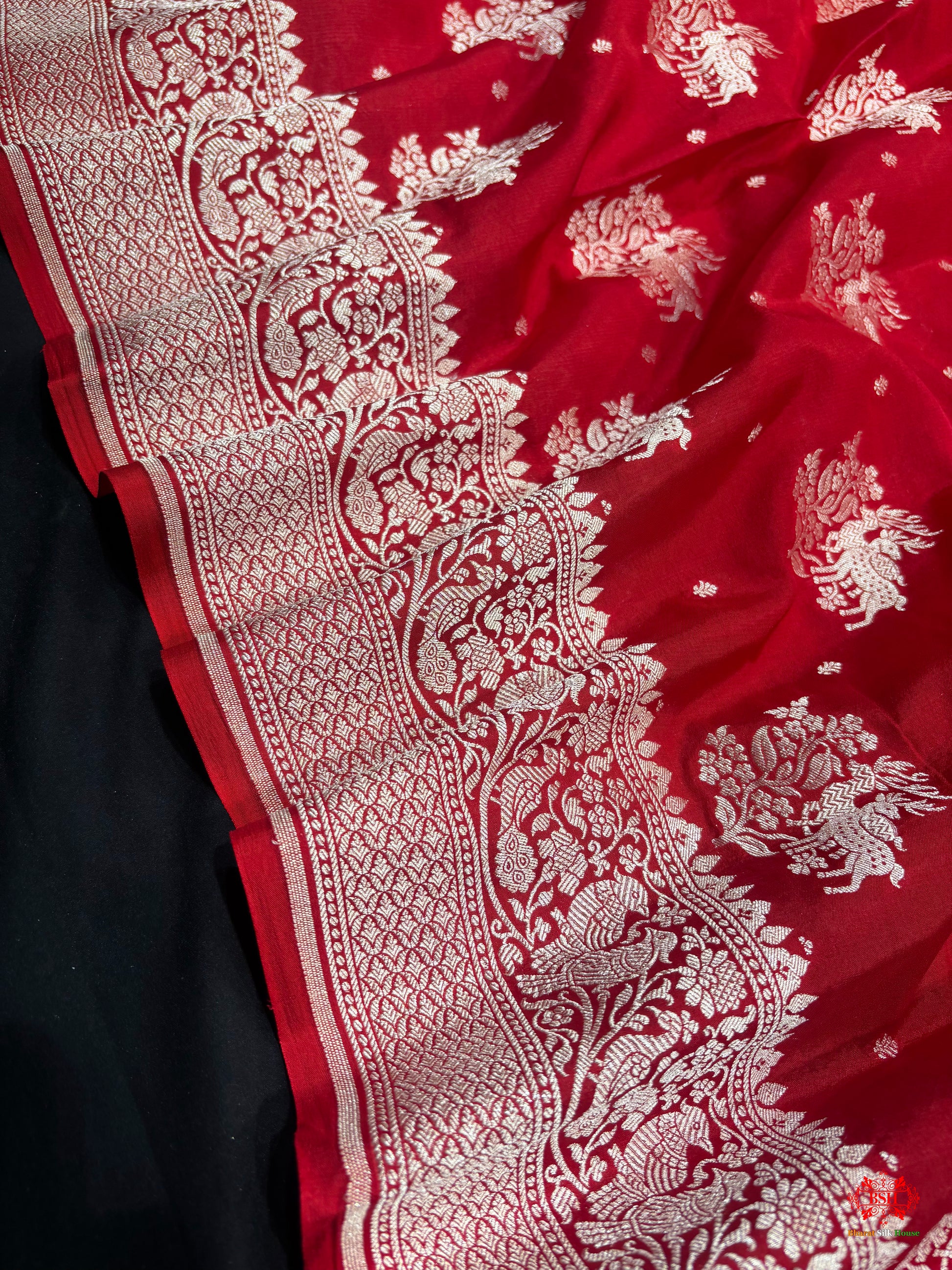 Pure Silk Crape Khaddi Georgette Saree With Antique Zari In Shades Of Blush Red -  - 