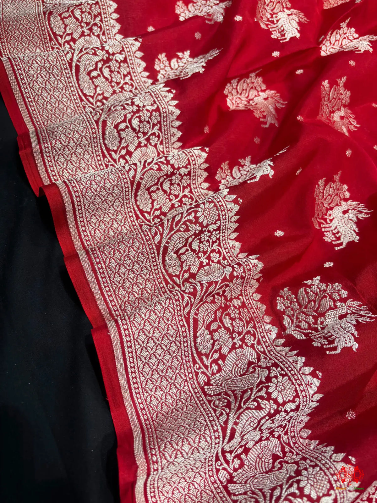 Pure Silk Crape Khaddi Georgette Saree With Antique Zari In Shades Of Blush Red -  -
