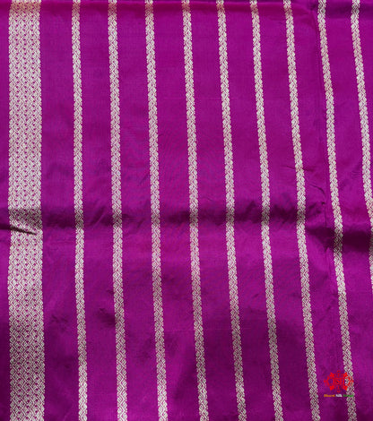 Pure Banarasi  Handloom Katan Silk Antique Meena Zari Saree In Cross Shades Of Blue/Pink - Pure Kataan Silk - 