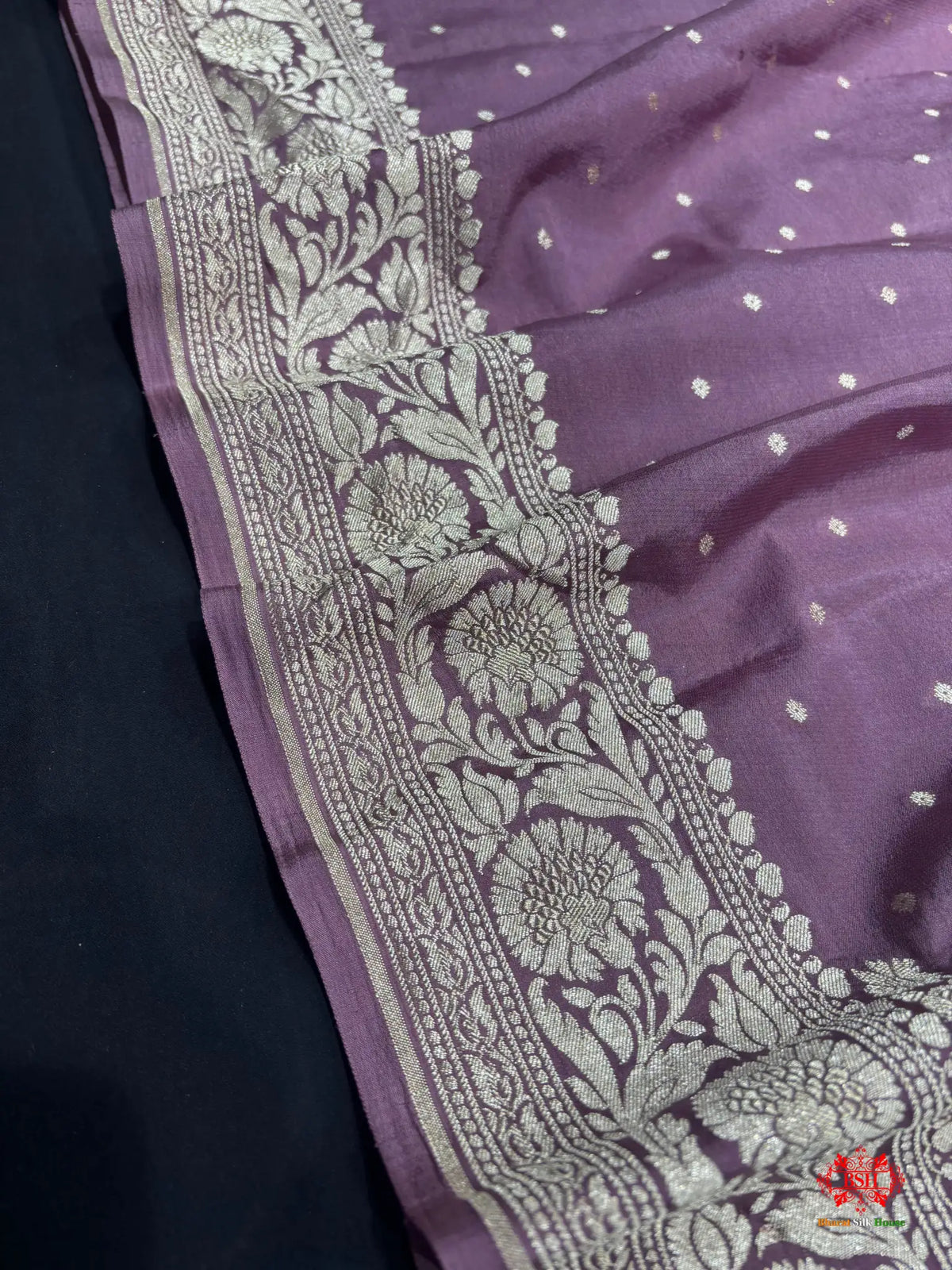 Pure Silk Crape Khaddi Georgette Saree With Antique Zari In Shades Of Blush Pink - Chiffon Sarees -