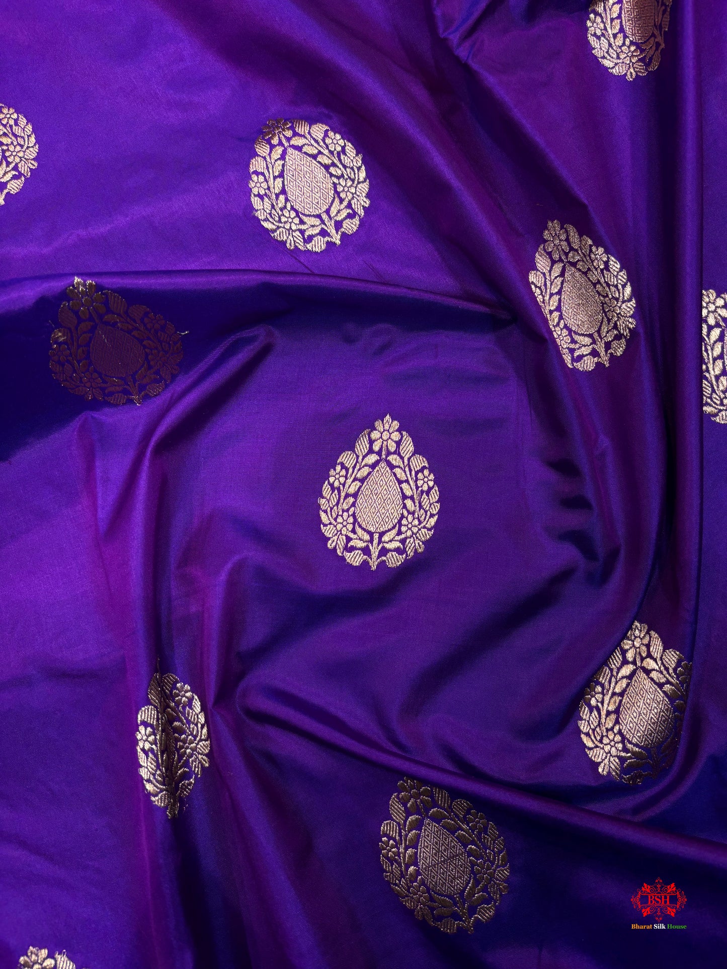 Pure Banarasi  Handloom Katan Silk  Antique Zari Saree In Shades Of Indigo Blue - Pure Kataan Silk - 