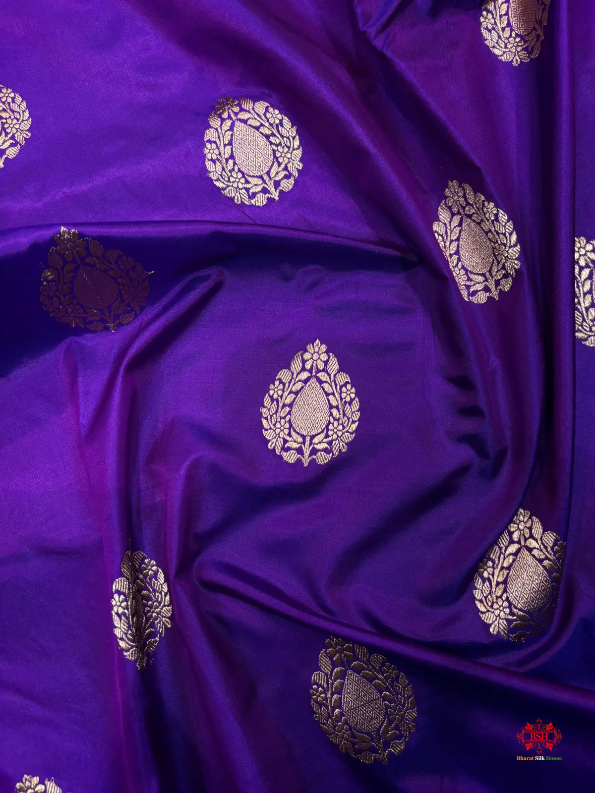 Pure Banarasi  Handloom Katan Silk  Antique Zari Saree In Shades Of Indigo Blue - Pure Kataan Silk -