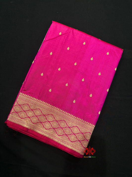 Pure Banarasi  Handloom Katan Silk Antique Zari Saree In Shades Of Pink - Pure Kataan Silk - 