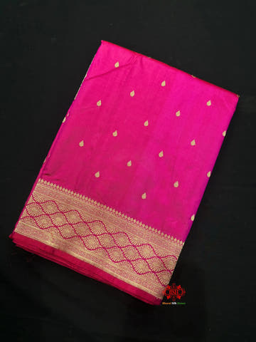 Pure Banarasi  Handloom Katan Silk Antique Zari Saree In Shades Of Pink - Pure Kataan Silk -