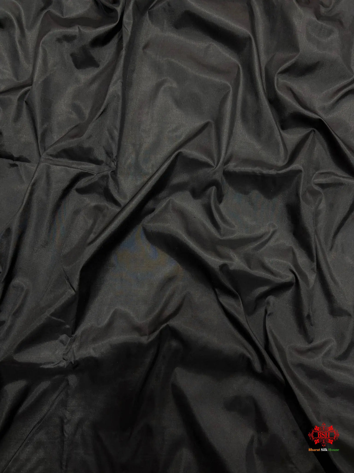 Pure Banarasi  Handloom Katan Silk Reshami Zari Saree In Shades Of Black With Red Border - Pure Kataan Silk -